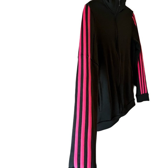 Adidas Zip-Up Dark Green Track Jacket with Pink Stripes, Size Small. - Picture 4 of 6